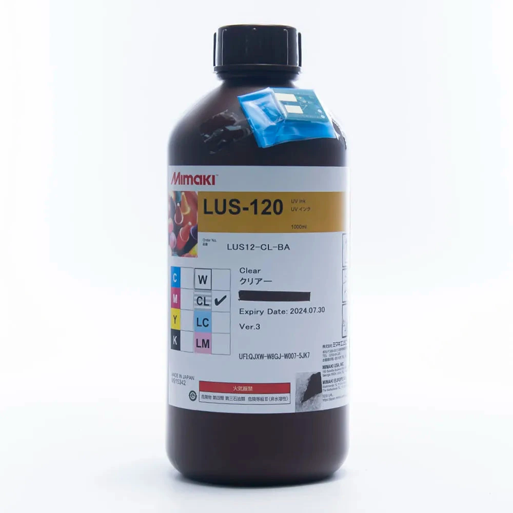 LUS-120 Clear 1L bottle — label LUS12-CL-BA; packaging reference, pictured batch is historical