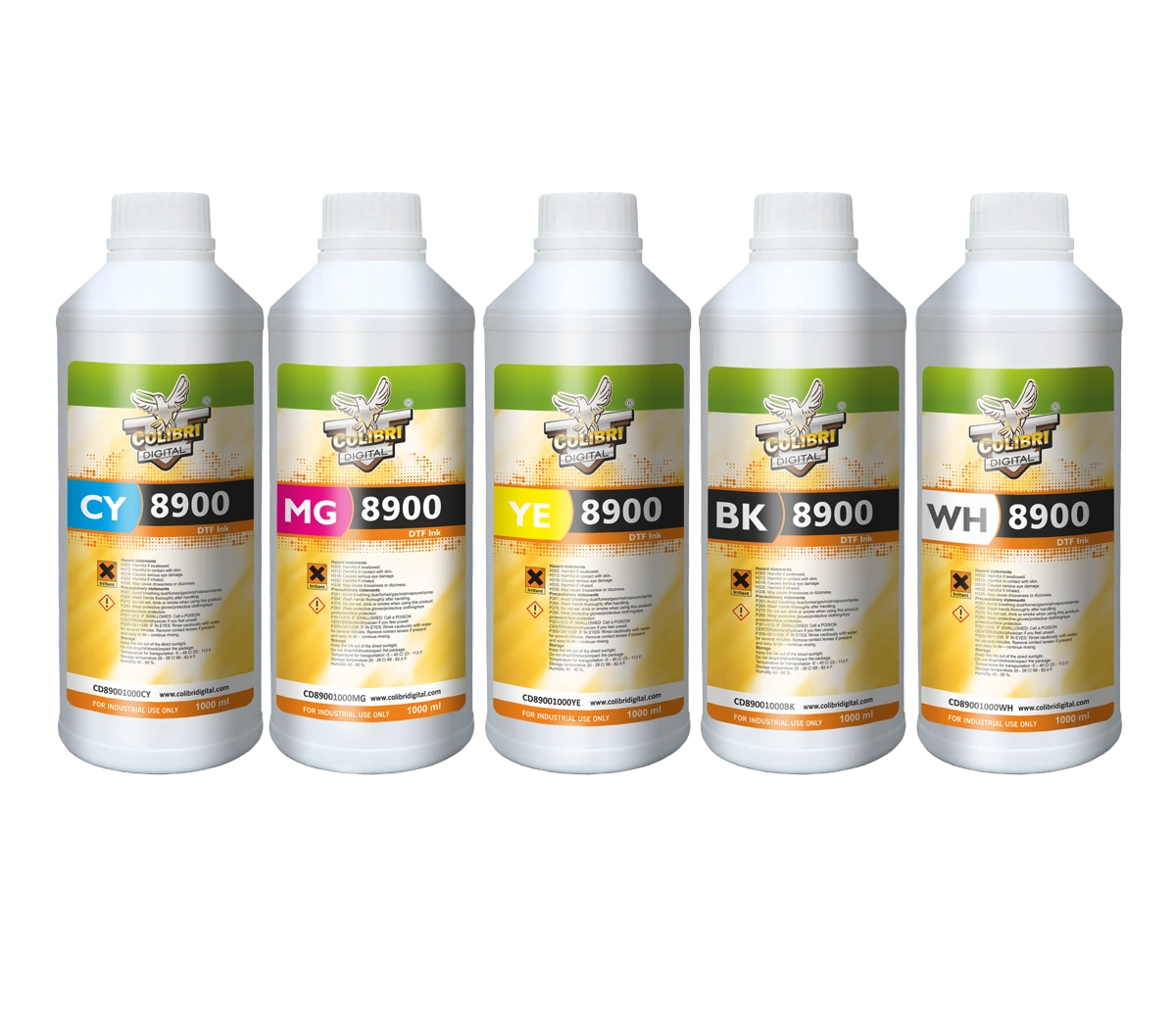 Colibri 8900 Series DTF INK, BLACK, 1L — Original product-range photograph; selected colour and pack size remain specified in the product title.