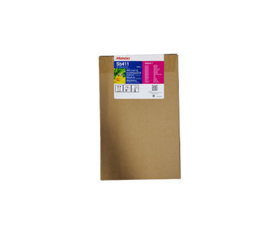 Original Mimaki SB411 INK, MAGENTA, 2L — Supplier photograph matched by SB411 ink family, colour and 2L pouch. Original owner catalogue code is preserved.