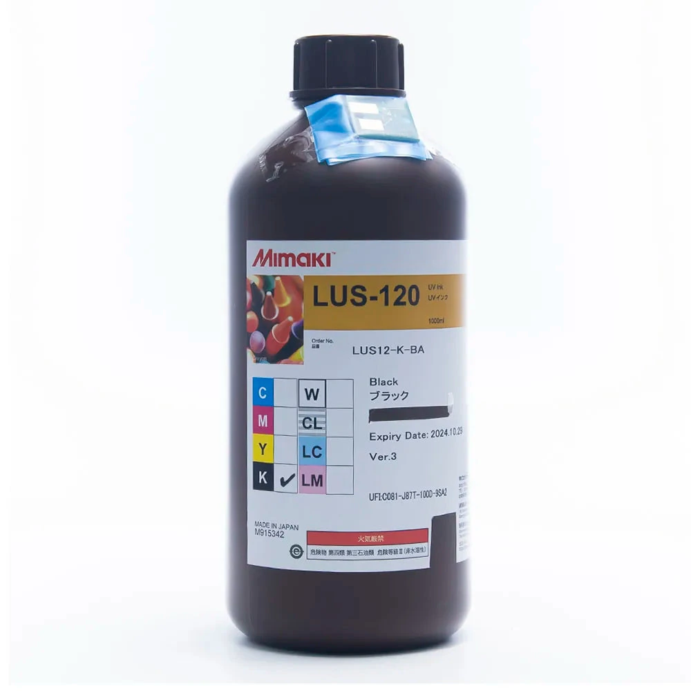 LUS-120 black 1L bottle — packaging reference; pictured batch is historical